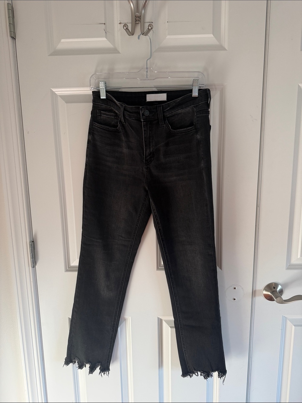 Vervet Blue Black Cropped Frayed Hem Jeans Size 28